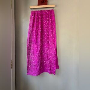 Vintage Indian Sumac Design Pink 100% Silk Sequin Embellished Scarf